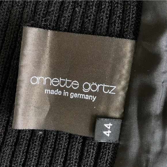 Annette Gortz Nandi Black Wool Blend Knit Back Full Zip Jacket Vest - Picture 5 of 7